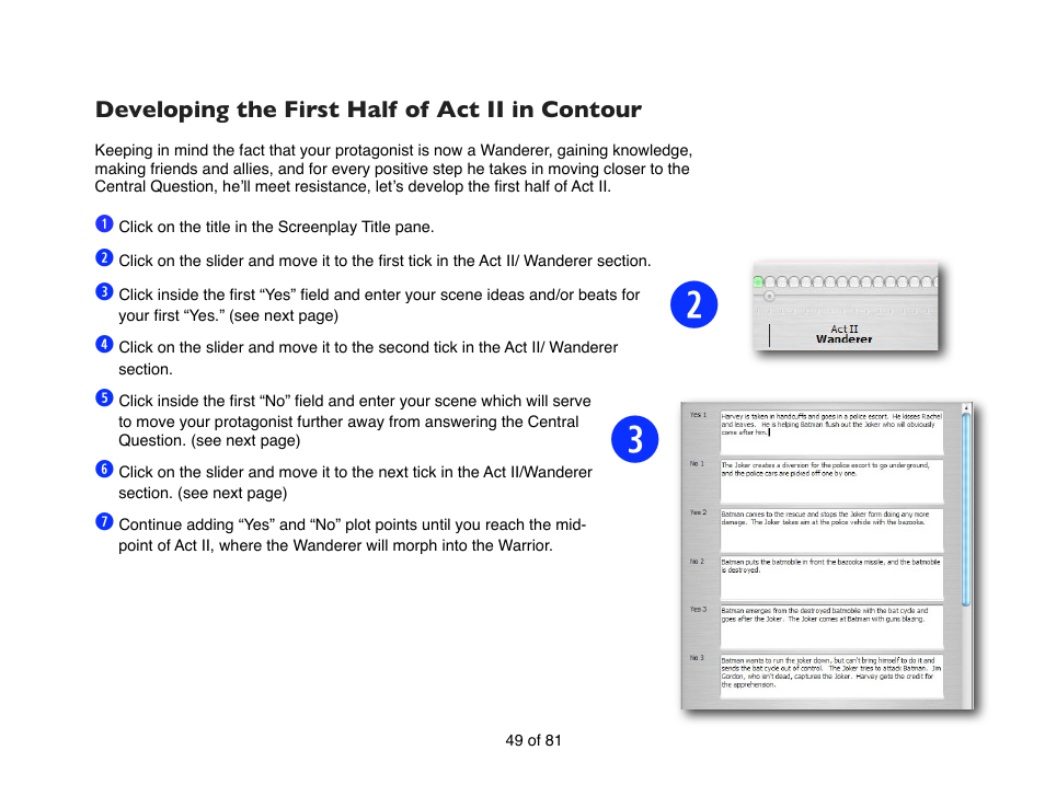 Developing the first half of act ii in contour | Mariner Software Contour for Windows User Manual | Page 49 / 81