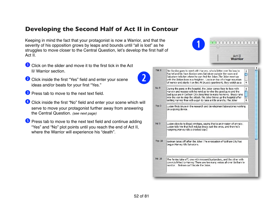 Developing the second half of act ii in contour 52, Developing the second half of act ii in contour | Mariner Software Contour for Windows User Manual | Page 52 / 81