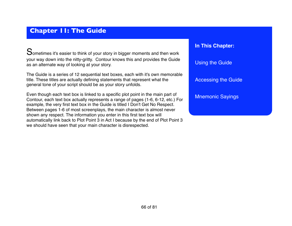 Chapter 11: the guide | Mariner Software Contour for Windows User Manual | Page 66 / 81