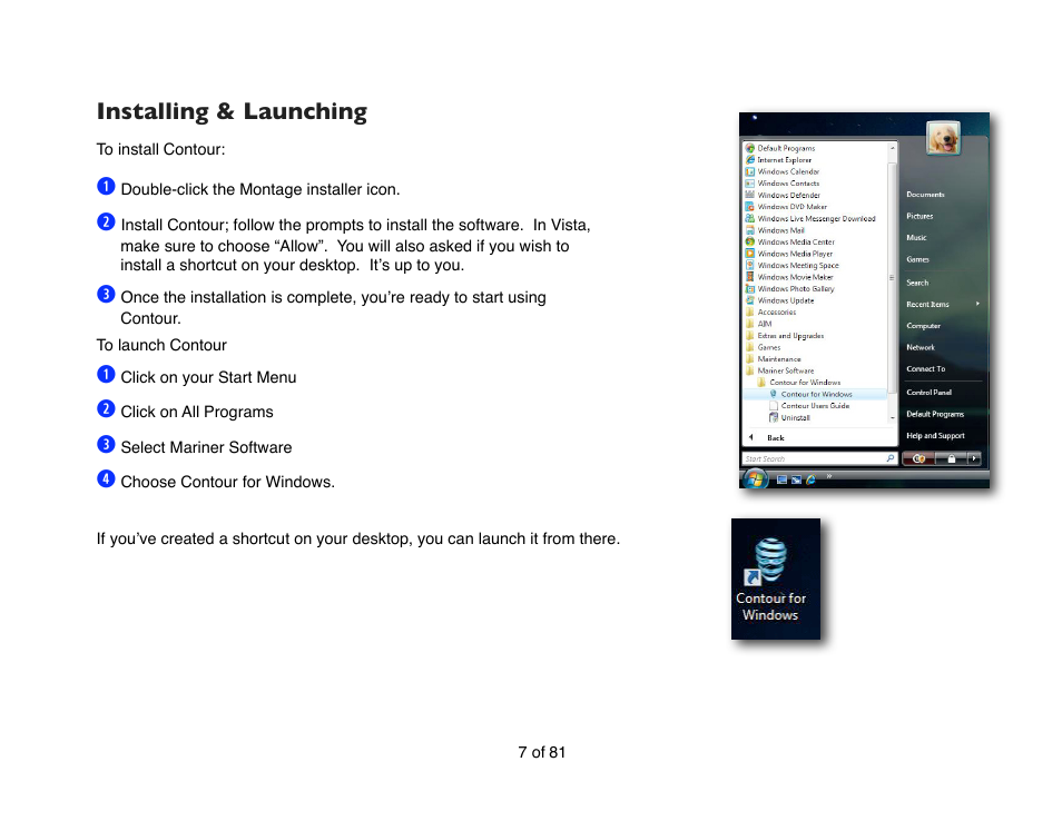 Installing & launching | Mariner Software Contour for Windows User Manual | Page 7 / 81