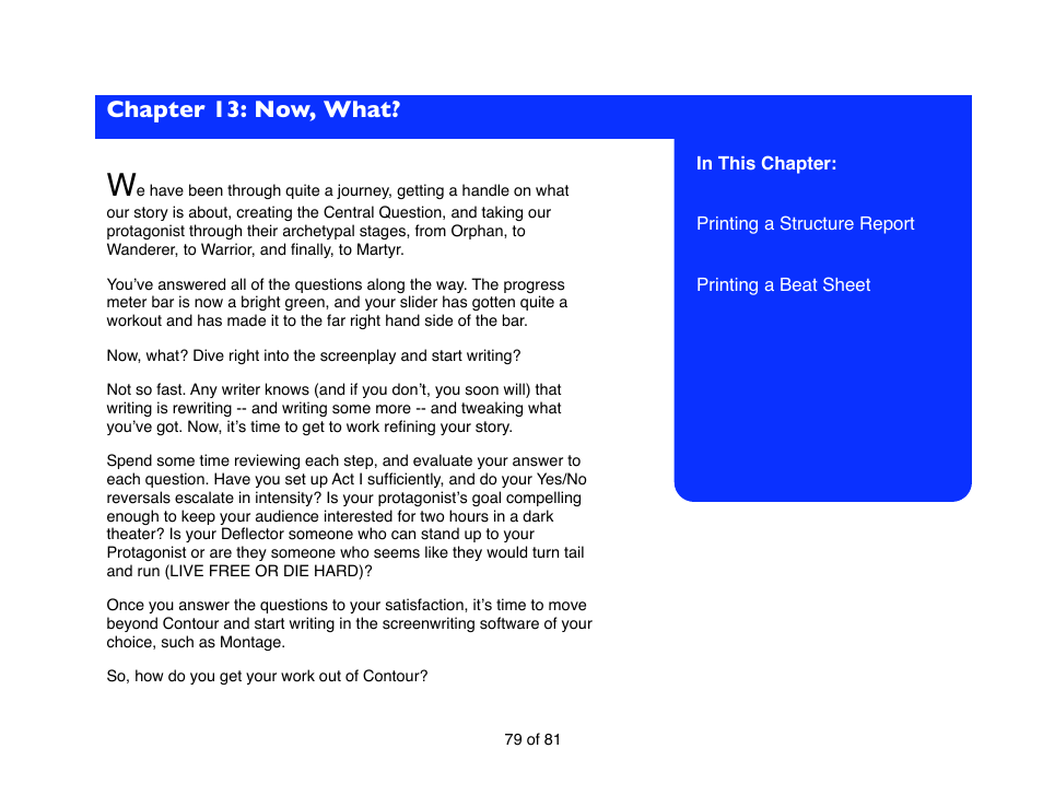 Chapter 13: now, what | Mariner Software Contour for Windows User Manual | Page 79 / 81
