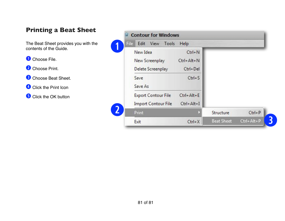 Printing a beat sheet, 12 e | Mariner Software Contour for Windows User Manual | Page 81 / 81