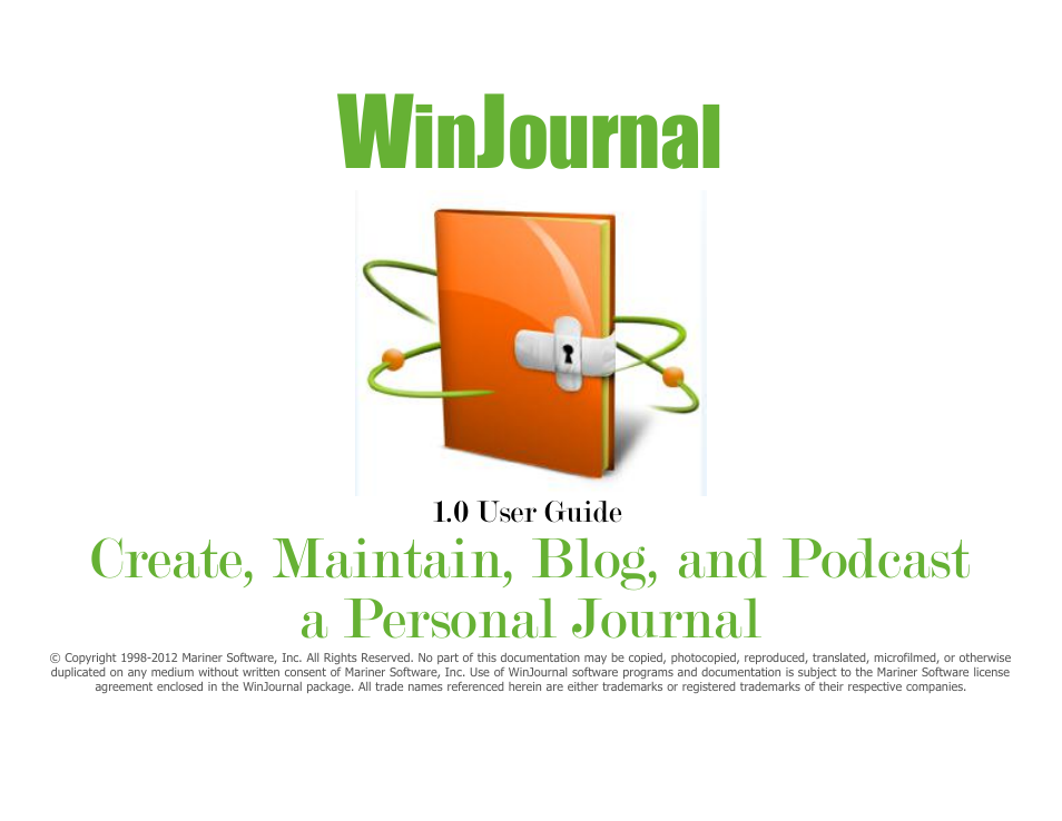 Mariner Software WinJournal for Windows User Manual | 92 pages