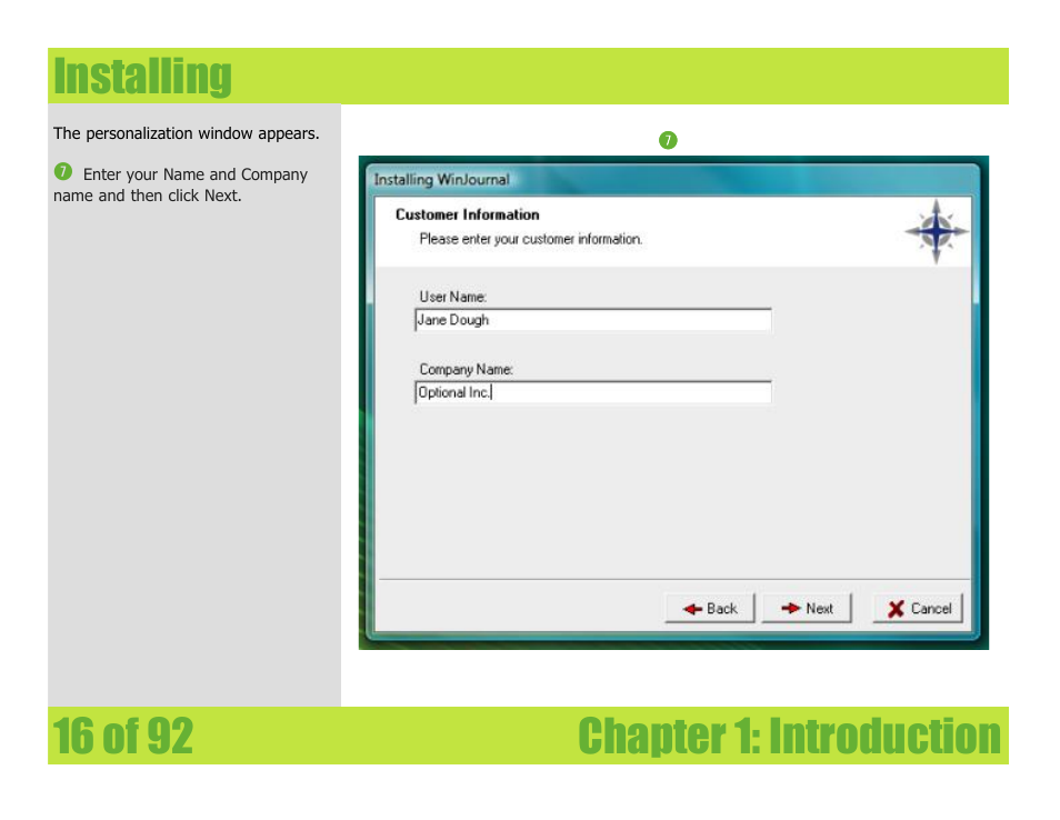 Installing, Chapter 1: introduction installing | Mariner Software WinJournal for Windows User Manual | Page 16 / 92