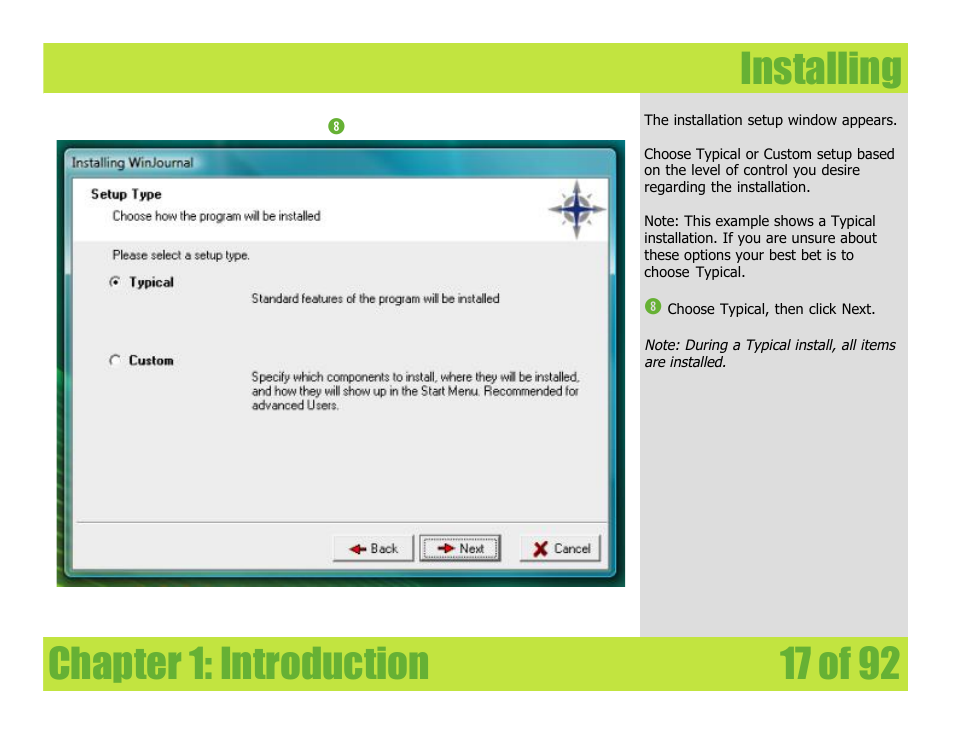 Installing, Chapter 1: introduction | Mariner Software WinJournal for Windows User Manual | Page 17 / 92