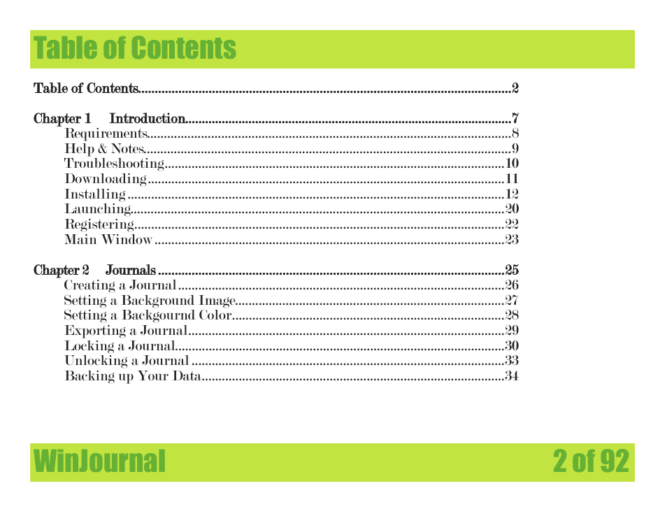 Mariner Software WinJournal for Windows User Manual | Page 2 / 92