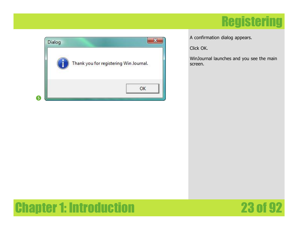 Registering, Chapter 1: introduction registering | Mariner Software WinJournal for Windows User Manual | Page 23 / 92