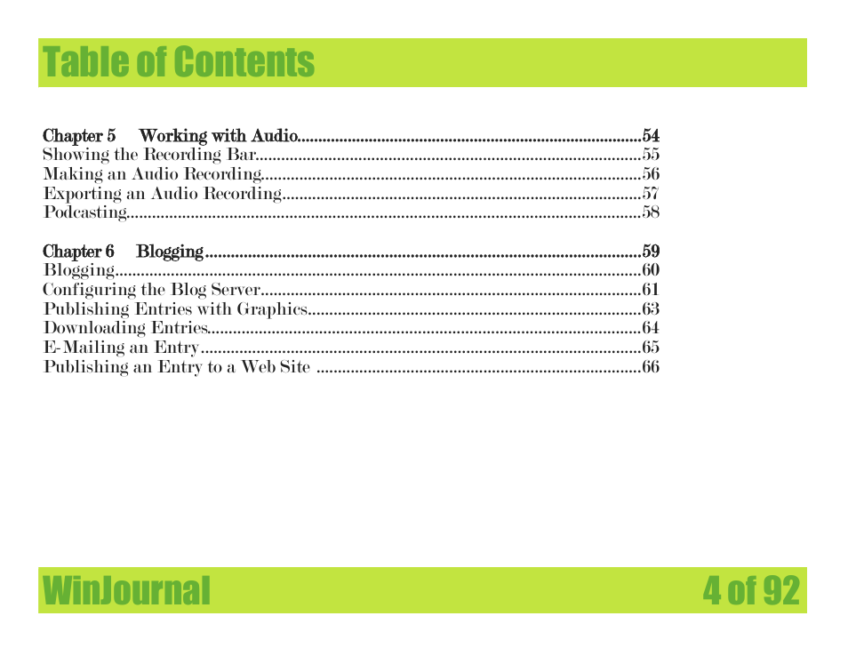 Mariner Software WinJournal for Windows User Manual | Page 4 / 92