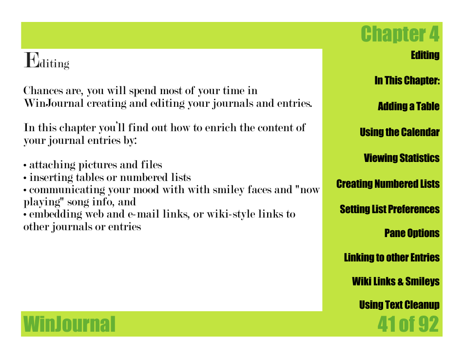 Chapter 4, Winjournal, Winjournal 41 of 92 | Mariner Software WinJournal for Windows User Manual | Page 41 / 92