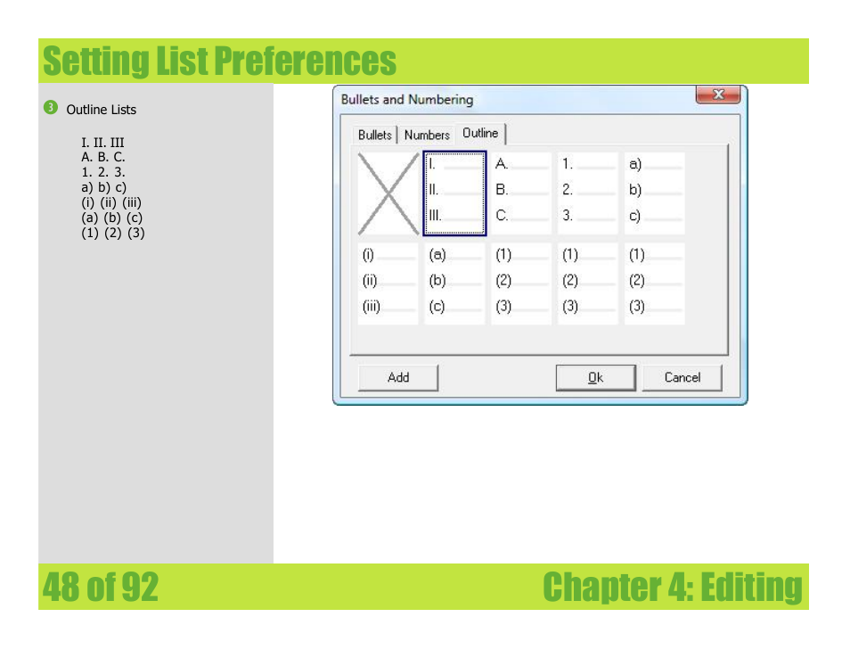 Setting list preferences, Chapter 4: editing setting list preferences | Mariner Software WinJournal for Windows User Manual | Page 48 / 92