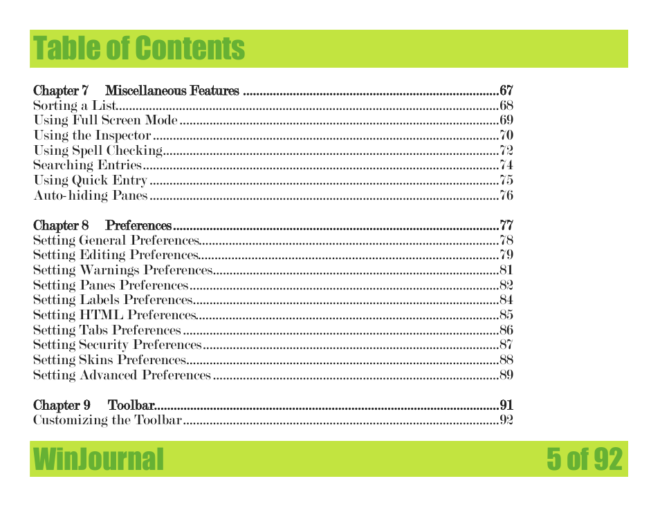 Mariner Software WinJournal for Windows User Manual | Page 5 / 92
