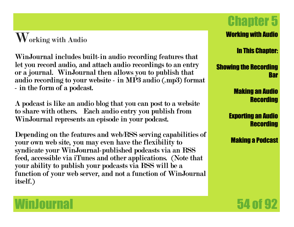 Chapter 5, Winjournal chapter 5, Winjournal 54 of 92 | Mariner Software WinJournal for Windows User Manual | Page 54 / 92