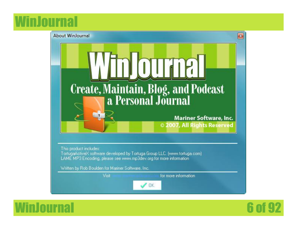 Mariner Software WinJournal for Windows User Manual | Page 6 / 92