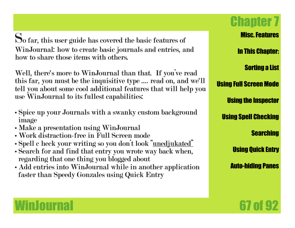 Chapter 7, Winjournal chapter 7, Winjournal 67 of 92 | Mariner Software WinJournal for Windows User Manual | Page 67 / 92