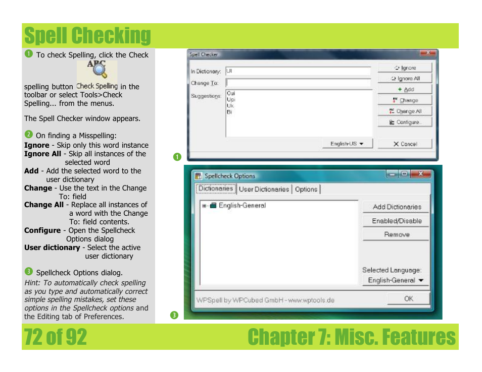 Spell checking | Mariner Software WinJournal for Windows User Manual | Page 72 / 92