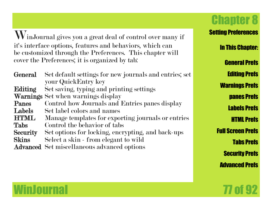 Chapter 8, Winjournal, Winjournal 77 of 92 | Mariner Software WinJournal for Windows User Manual | Page 77 / 92