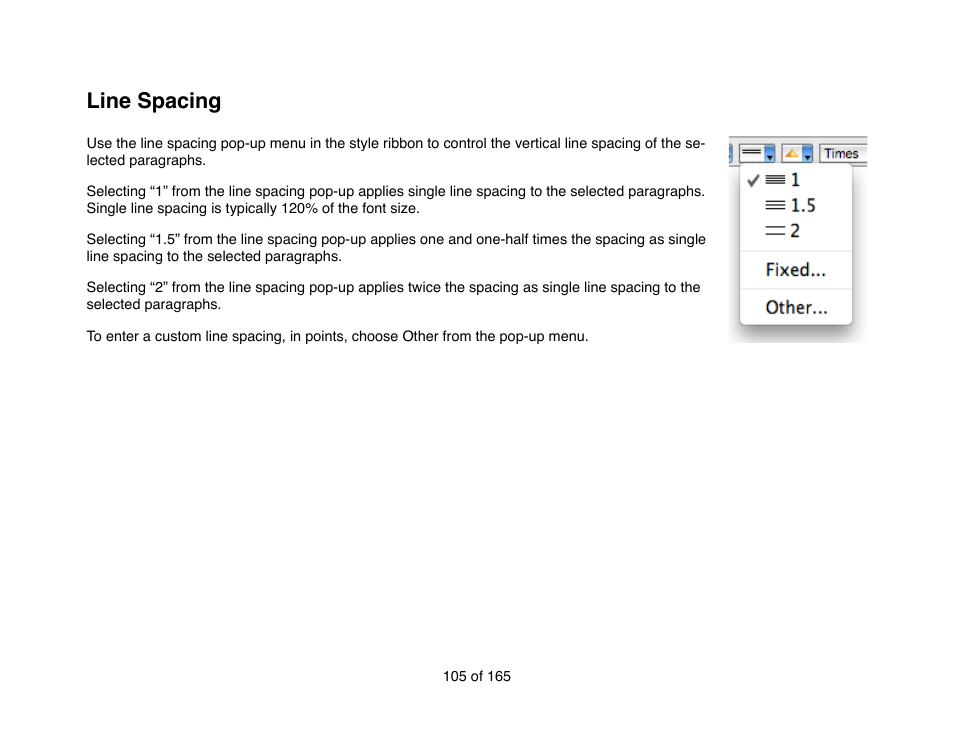 Line spacing | Mariner Software Mariner Write for Mac User Manual | Page 105 / 165