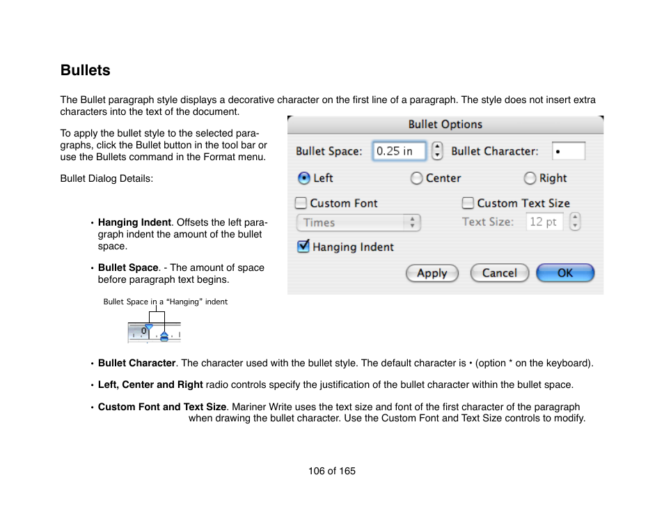 Bullets | Mariner Software Mariner Write for Mac User Manual | Page 106 / 165