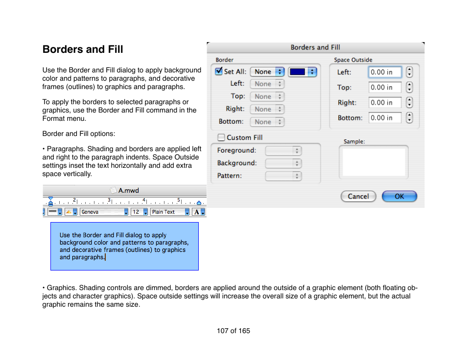 Borders and fill | Mariner Software Mariner Write for Mac User Manual | Page 107 / 165