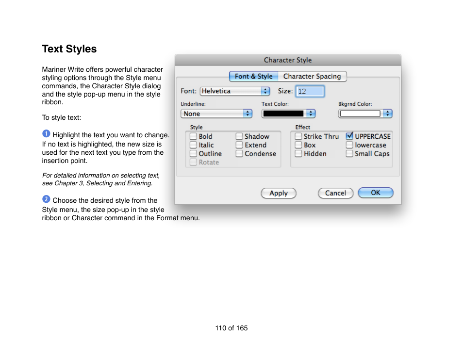 Text styles | Mariner Software Mariner Write for Mac User Manual | Page 110 / 165