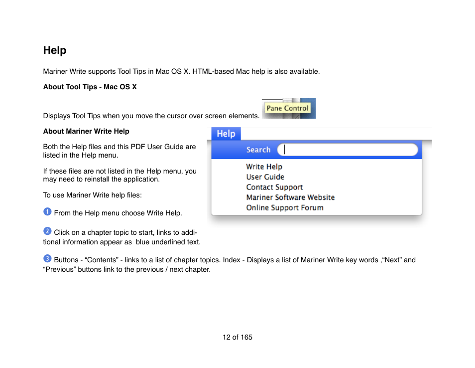 Help | Mariner Software Mariner Write for Mac User Manual | Page 12 / 165