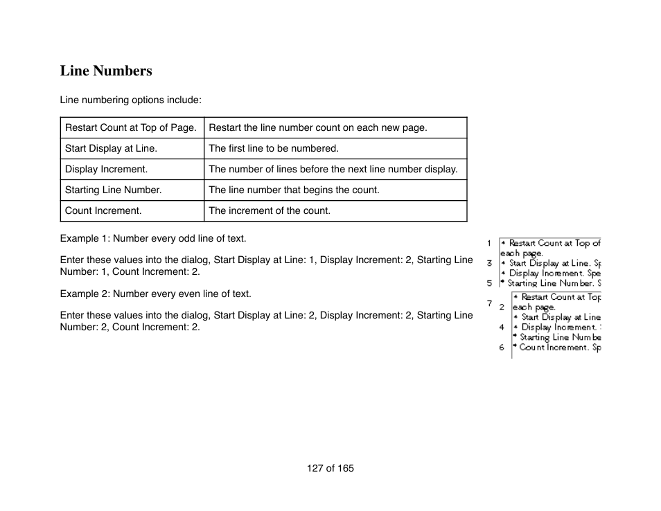 Line numbers | Mariner Software Mariner Write for Mac User Manual | Page 127 / 165