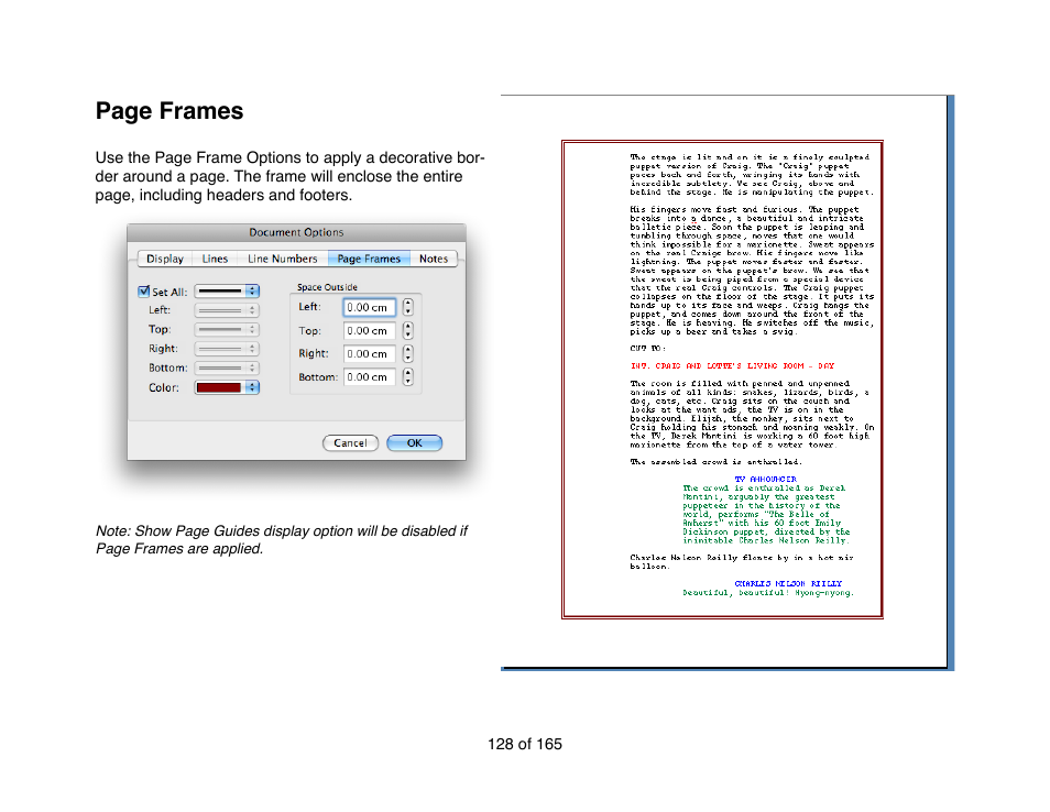 Page frames | Mariner Software Mariner Write for Mac User Manual | Page 128 / 165