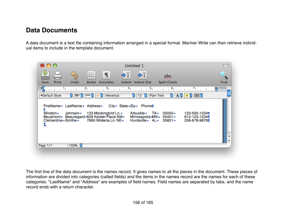 Data documents | Mariner Software Mariner Write for Mac User Manual | Page 156 / 165