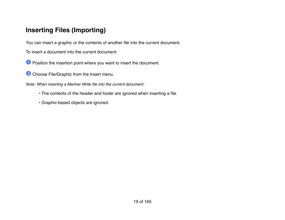 Inserting files (importing) | Mariner Software Mariner Write for Mac User Manual | Page 19 / 165