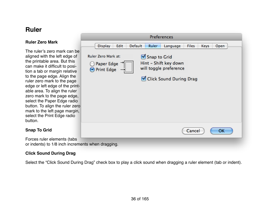 Ruler | Mariner Software Mariner Write for Mac User Manual | Page 36 / 165