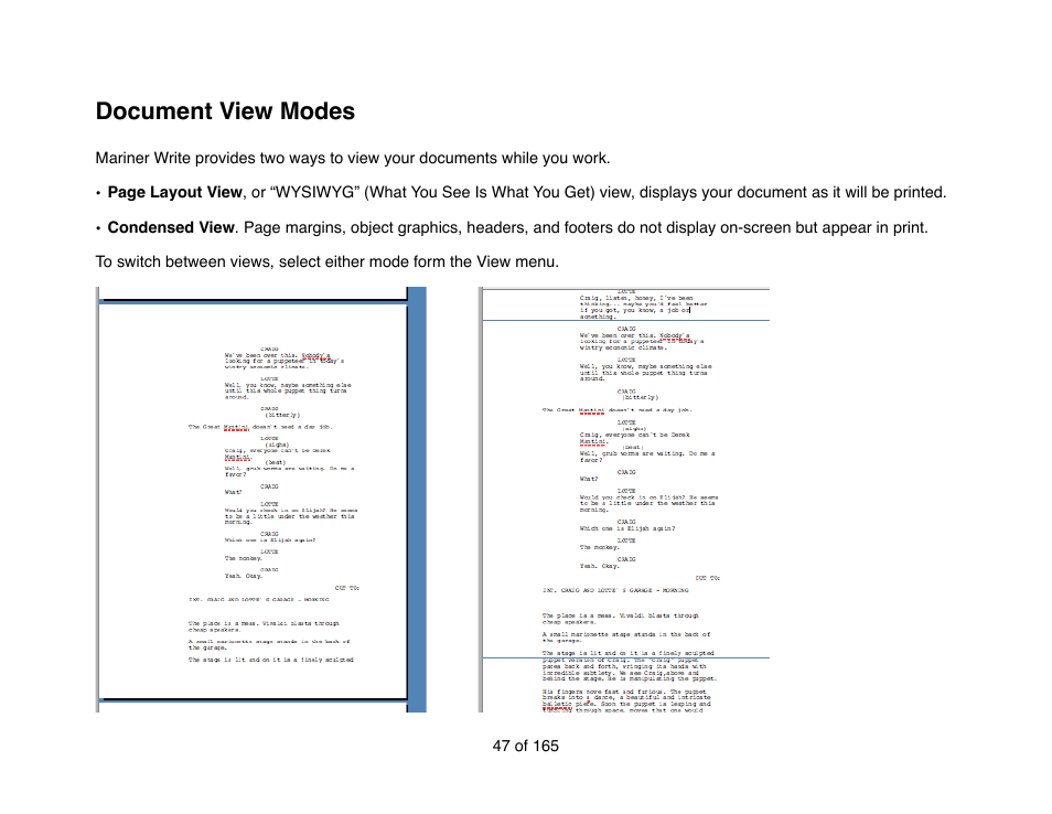 Document view modes | Mariner Software Mariner Write for Mac User Manual | Page 47 / 165