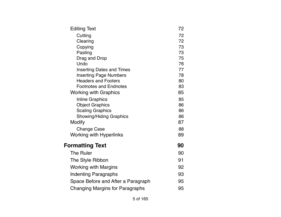 Formatting text! 90 | Mariner Software Mariner Write for Mac User Manual | Page 5 / 165