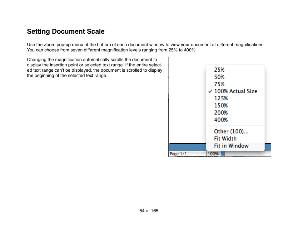 Setting document scale | Mariner Software Mariner Write for Mac User Manual | Page 54 / 165