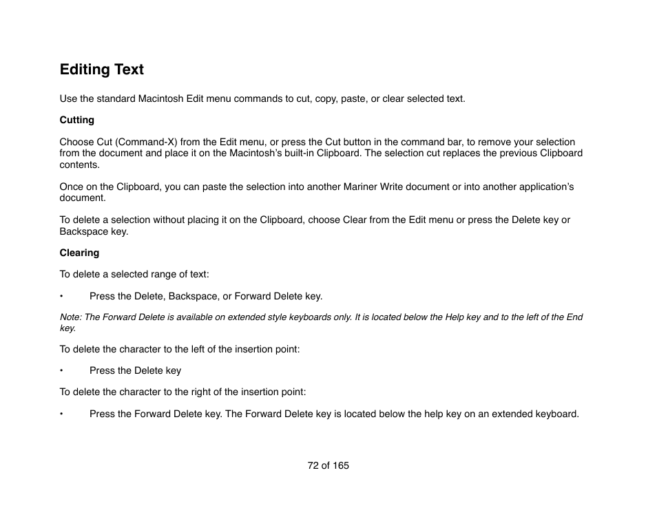 Editing text | Mariner Software Mariner Write for Mac User Manual | Page 72 / 165