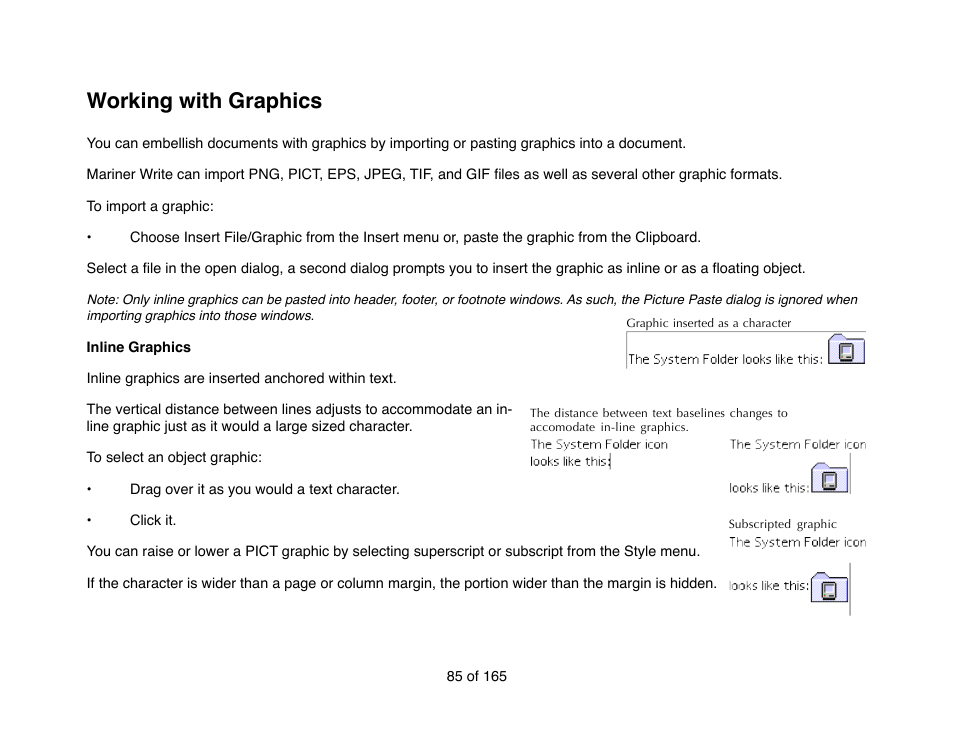 Working with graphics | Mariner Software Mariner Write for Mac User Manual | Page 85 / 165