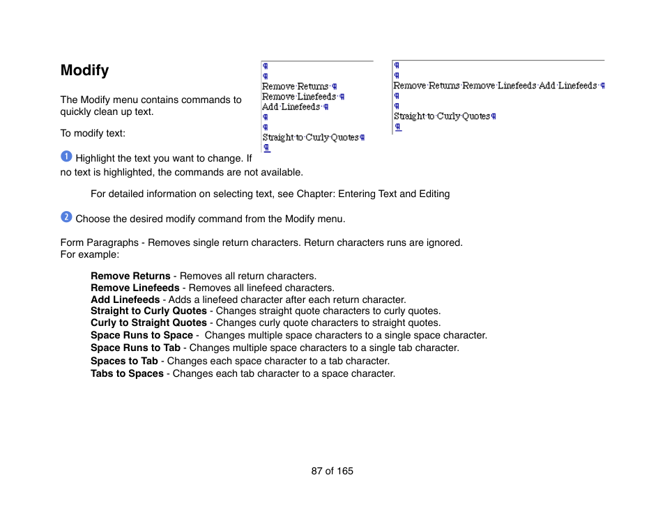 Modify | Mariner Software Mariner Write for Mac User Manual | Page 87 / 165