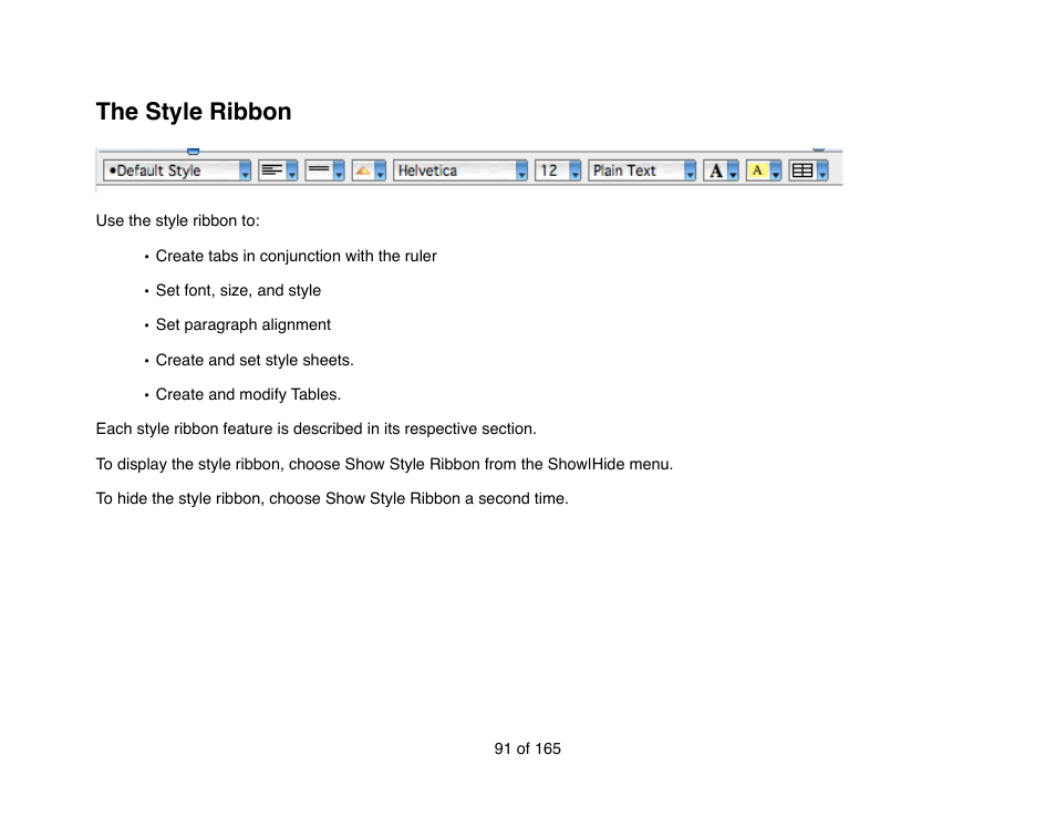 The style ribbon | Mariner Software Mariner Write for Mac User Manual | Page 91 / 165