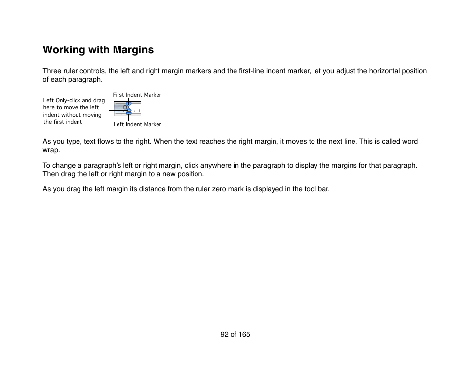 Working with margins | Mariner Software Mariner Write for Mac User Manual | Page 92 / 165