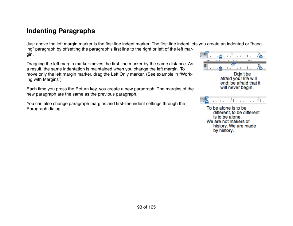 Indenting paragraphs | Mariner Software Mariner Write for Mac User Manual | Page 93 / 165