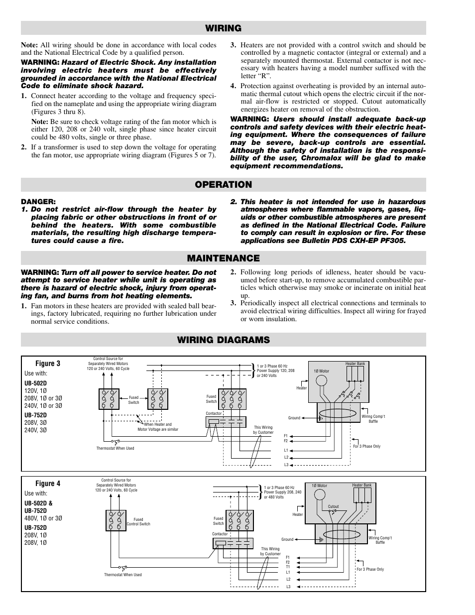 Wiring, Operation, Maintenance | Wiring diagrams | Chromalox UB-502D User Manual | Page 2 / 6