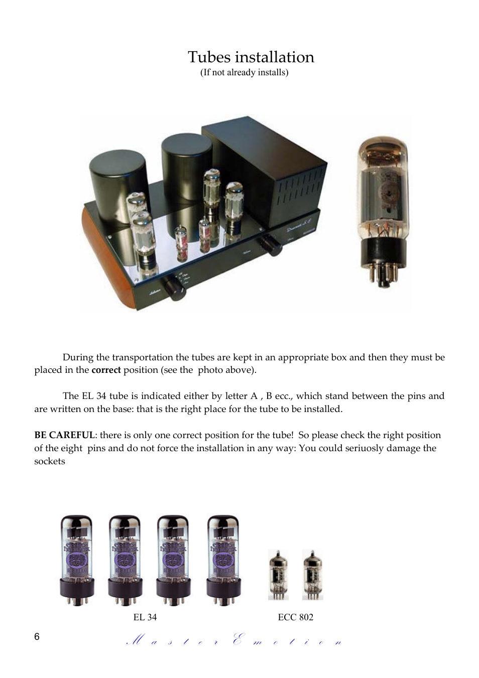 Tubes installation | Mastersound Due Venti S.E. User Manual | Page 6 / 12