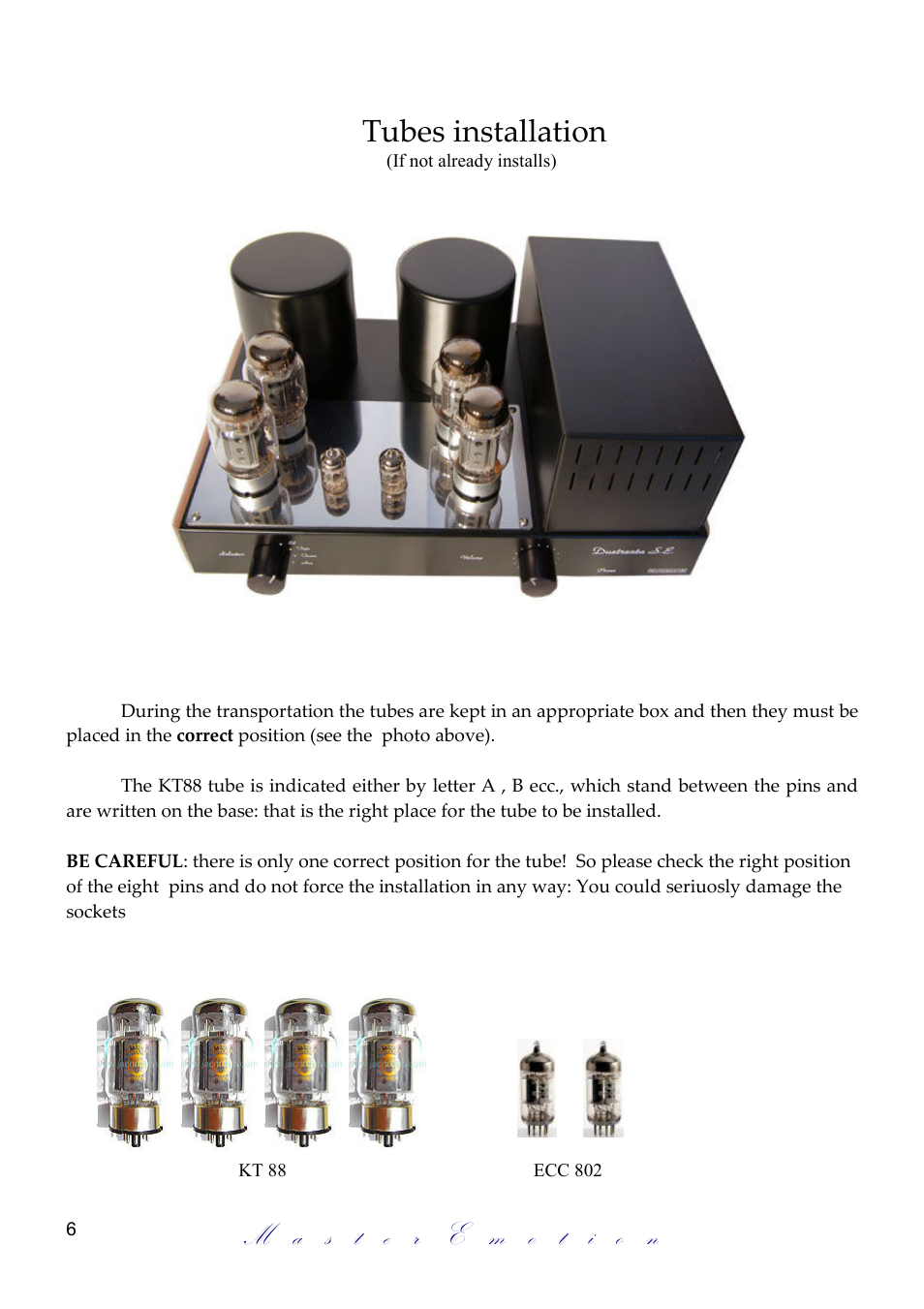 Tubes installation | Mastersound Due Trenta S.E. User Manual | Page 6 / 12