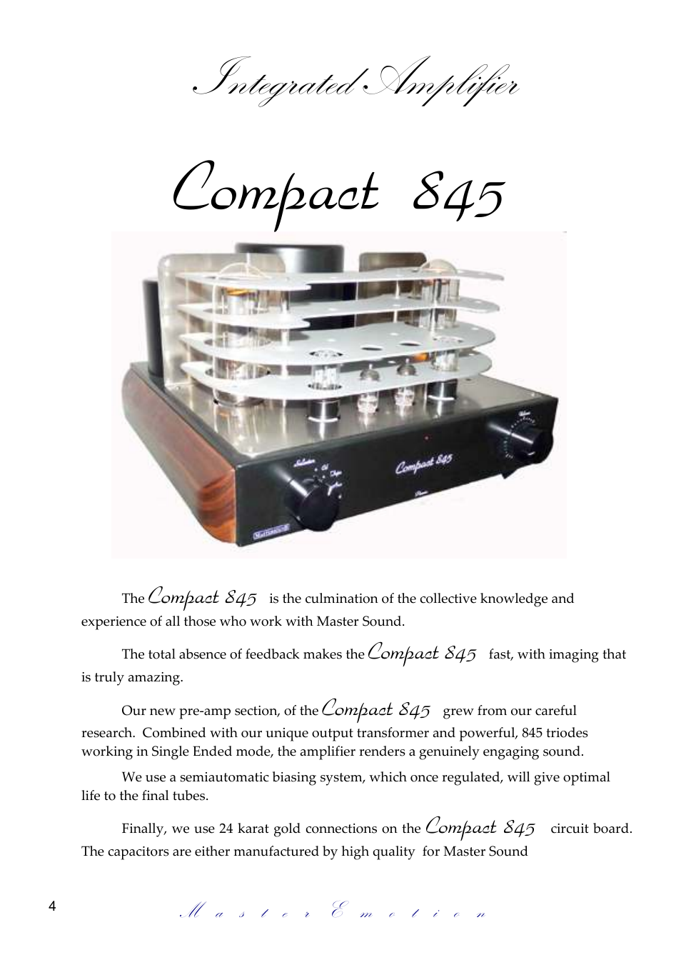 Compact 845, Integrated amplifier | Mastersound Compact 845 User Manual | Page 4 / 12