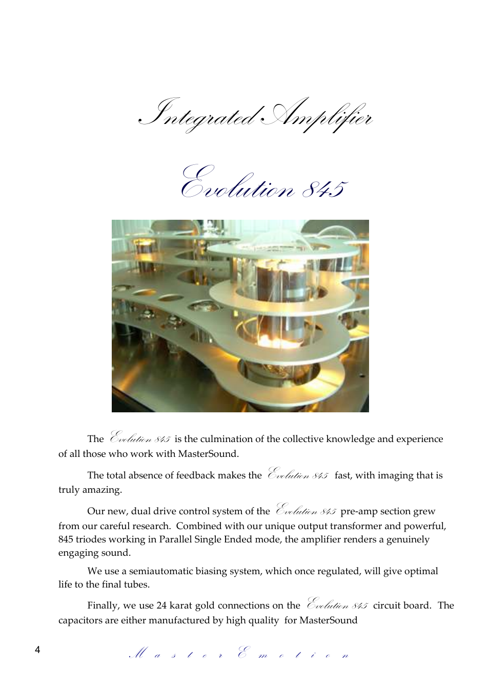 Evolution 845, Integrated amplifier | Mastersound Evolution 845 User Manual | Page 4 / 12