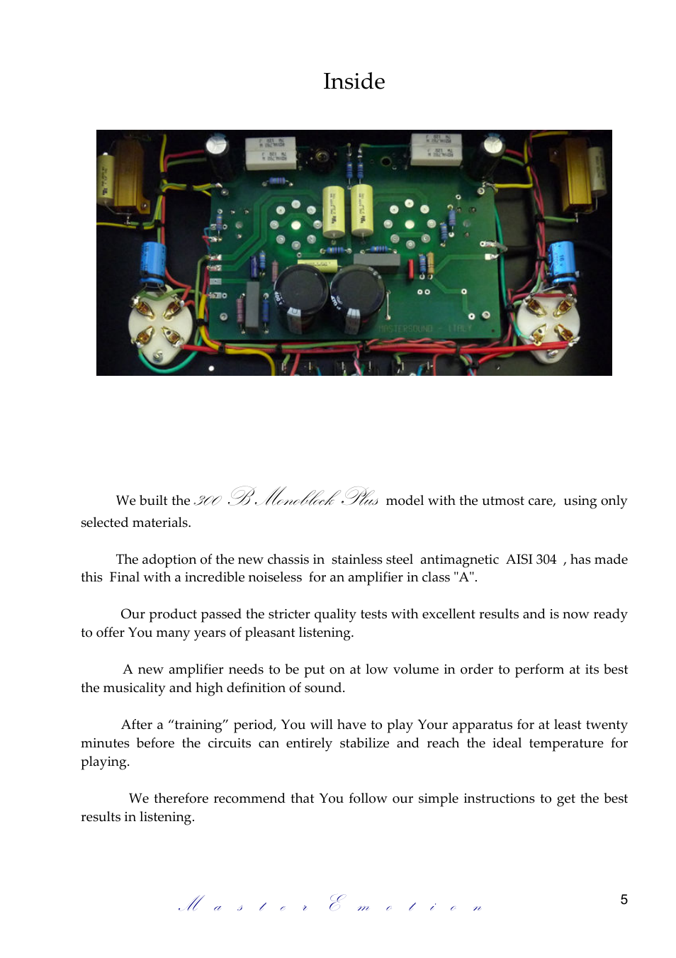 300 b monoblock, Plus, Inside | Mastersound Monoblock 300 B Plus User Manual | Page 5 / 12
