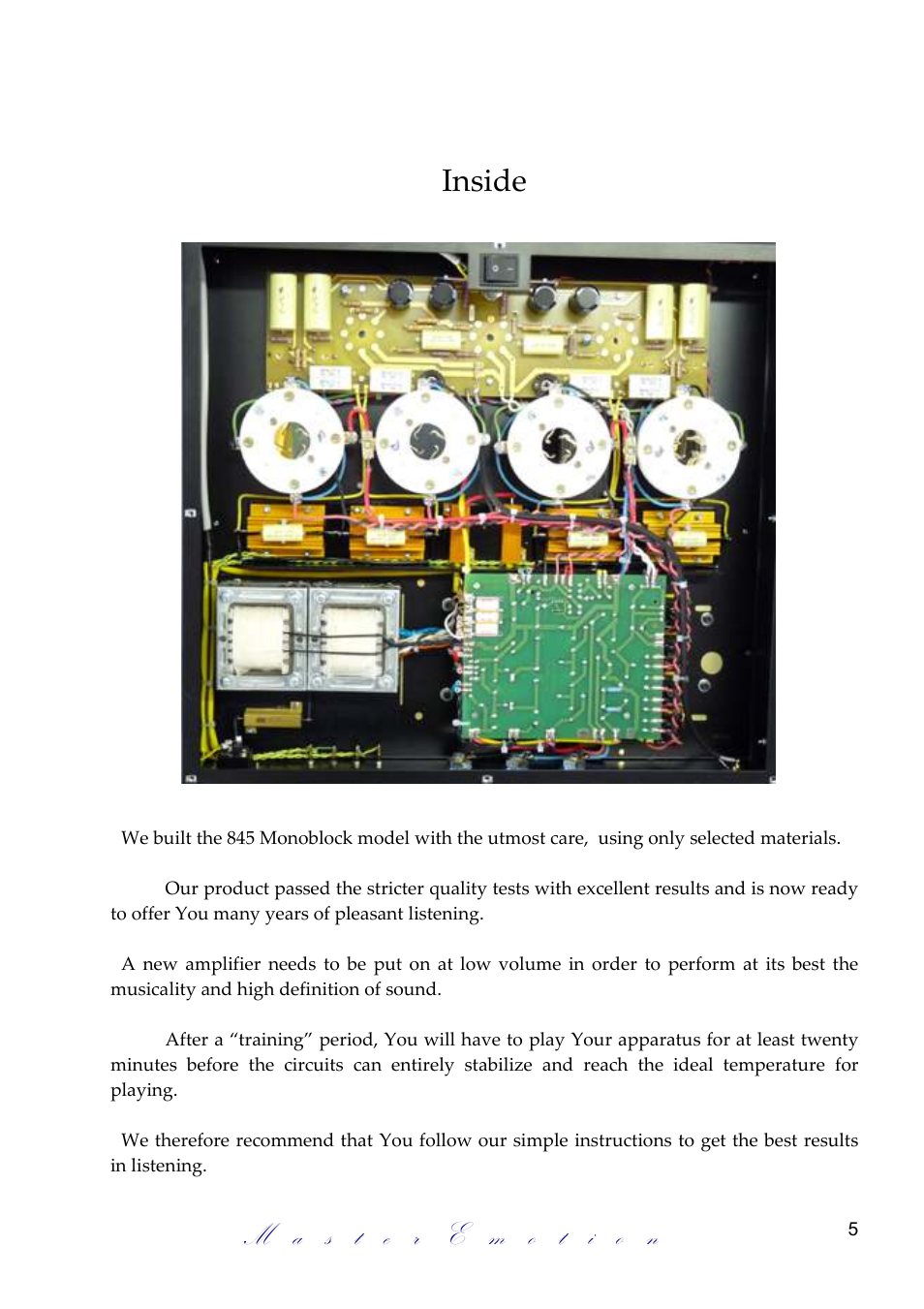 Inside | Mastersound PF 100 Limited User Manual | Page 5 / 12