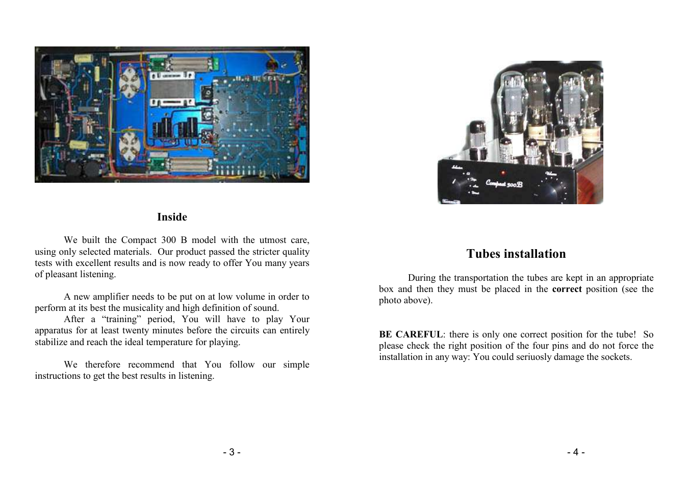 Tubes installation | Mastersound Compact 300 B User Manual | Page 2 / 7