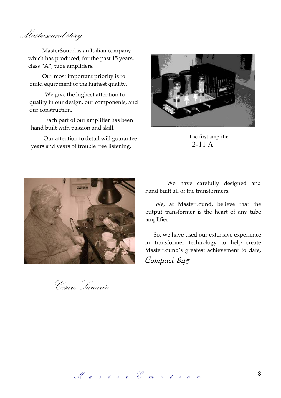 Mastersound story, Cesare sanavio, Compact 845 | Mastersound Compact 845 versione 2 User Manual | Page 3 / 12