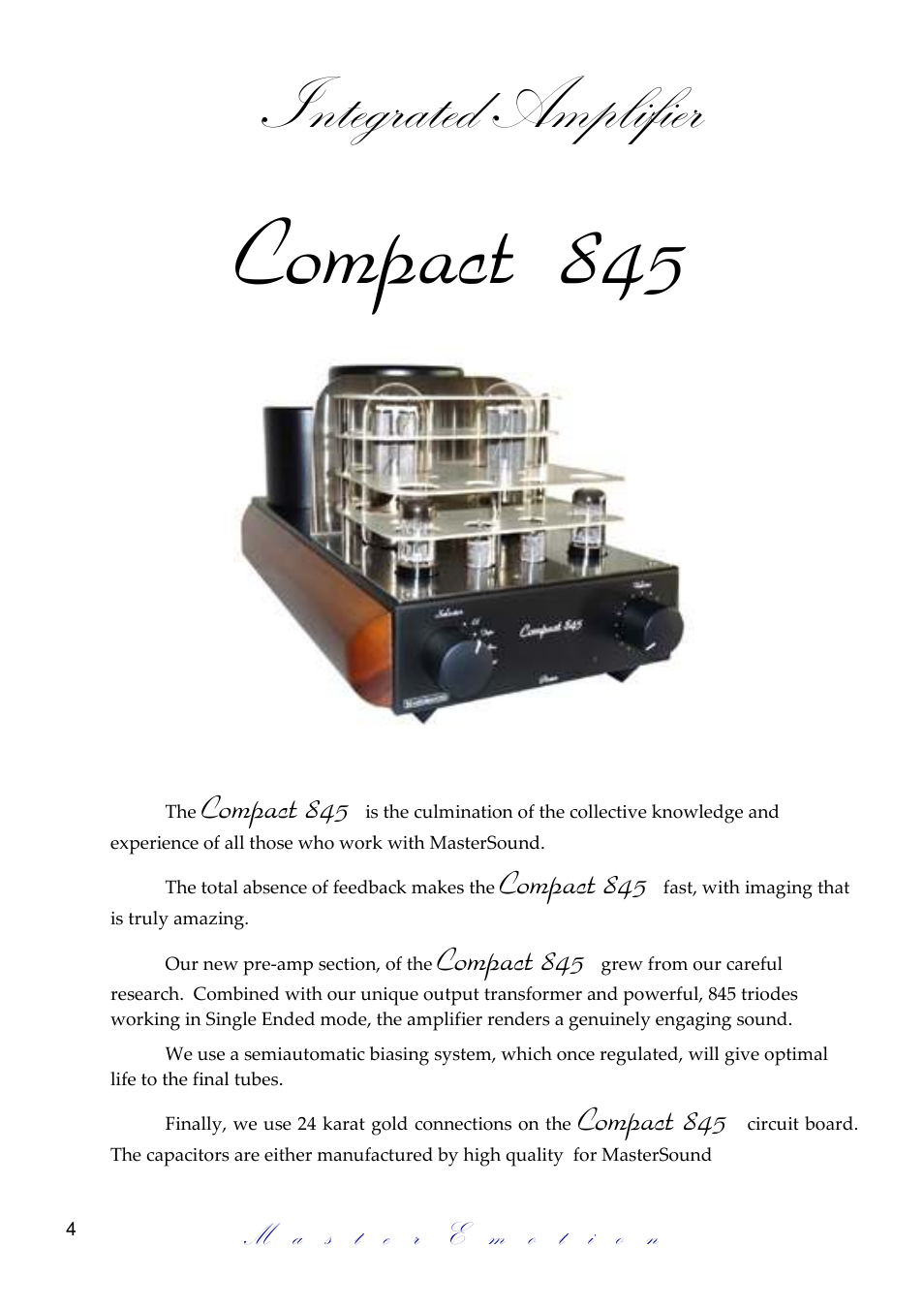 Compact 845, Integrated amplifier | Mastersound Compact 845 versione 2 User Manual | Page 4 / 12