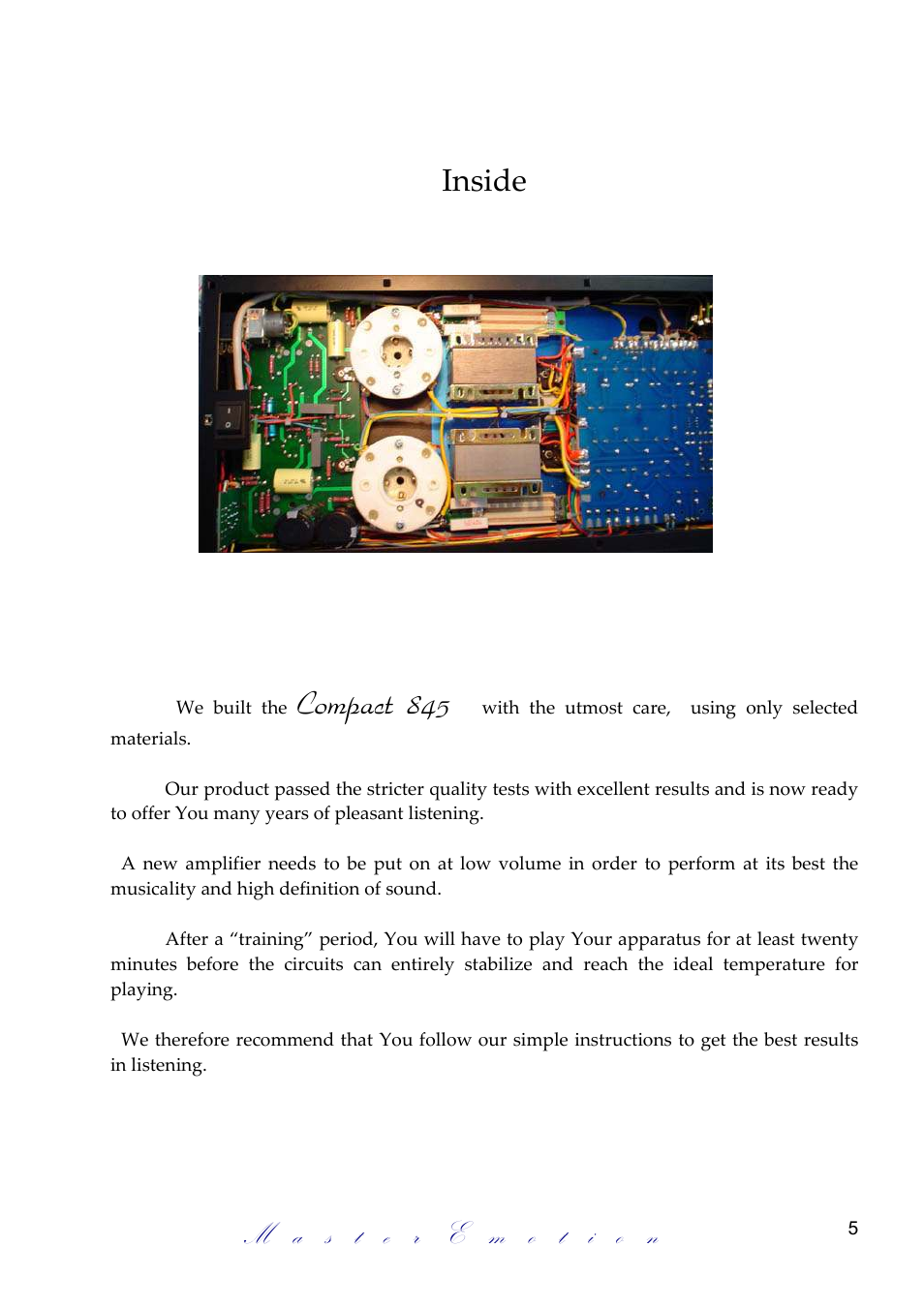 Compact 845, Inside | Mastersound Compact 845 versione 2 User Manual | Page 5 / 12